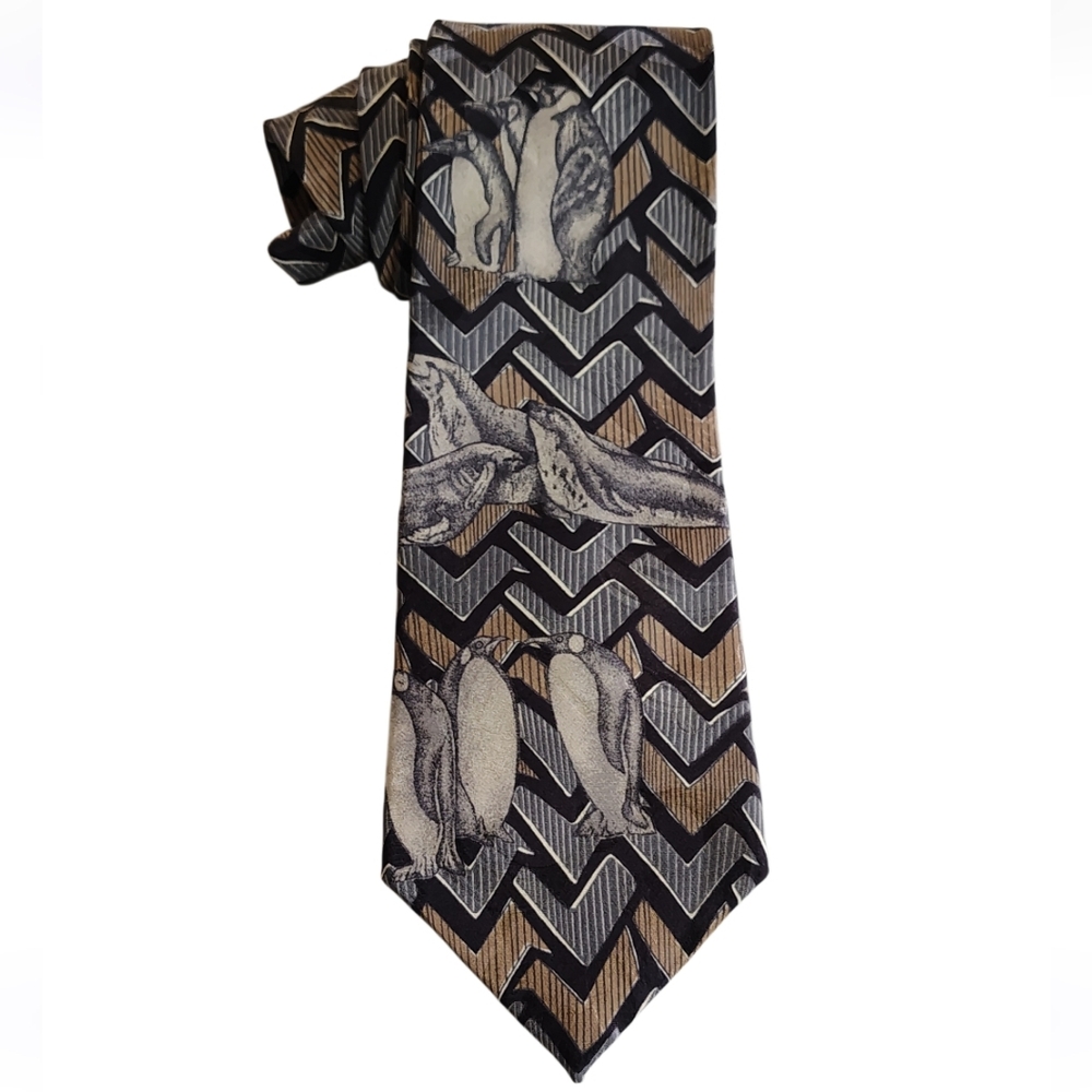 Endangered Species Brand Penguin Marine Life Neck Tie - Picture 3 of 8
